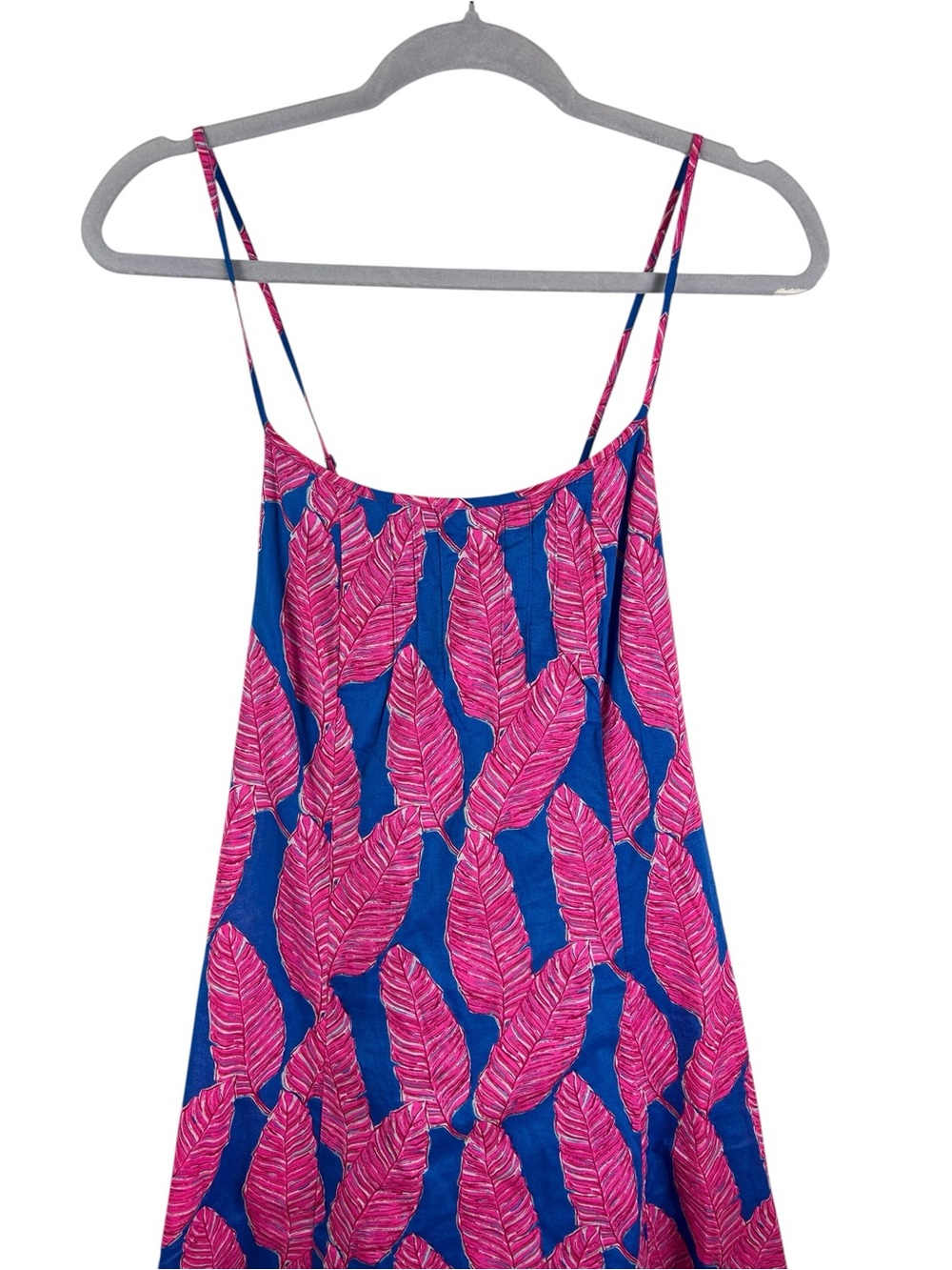 Vineyard Vines Palm Print Maxi Dress Sz 4 Blue Pink Strappy Tropical Boho Summer - Picture 5 of 9